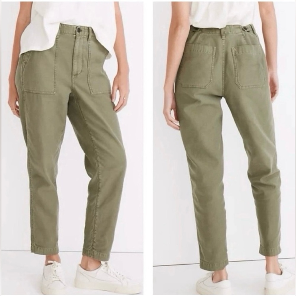 💚 EUC Madewell Griff High Waisted Tapered Cargo Pants Dried Clover Size 26
